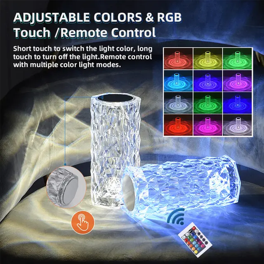 Diamond Rose Crystal Lamp 16 Color Changing