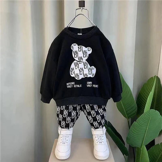 2 Pc Boy's Fleece Printed Sweatshirt Tracksuit